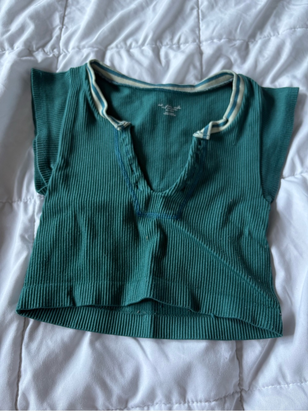 Urban outfitters green V-neck crop top
